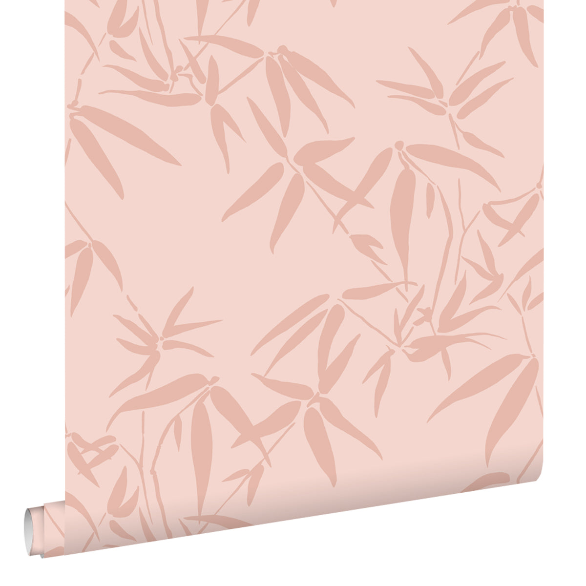 ESTAhome behang bamboe bladeren terracotta roze - 53 cm x 10.05 m - 139734