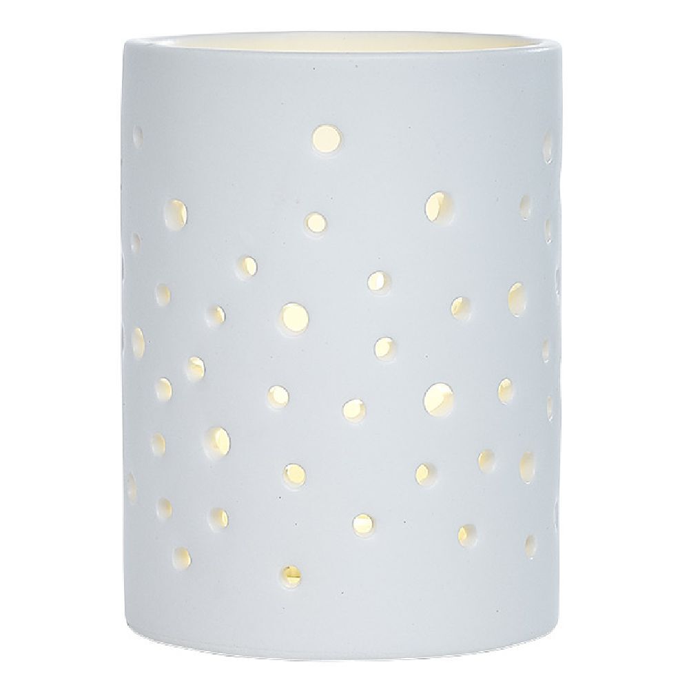 Bougeoir LED céramique ajouré noir Ø7,8xH10,5cm