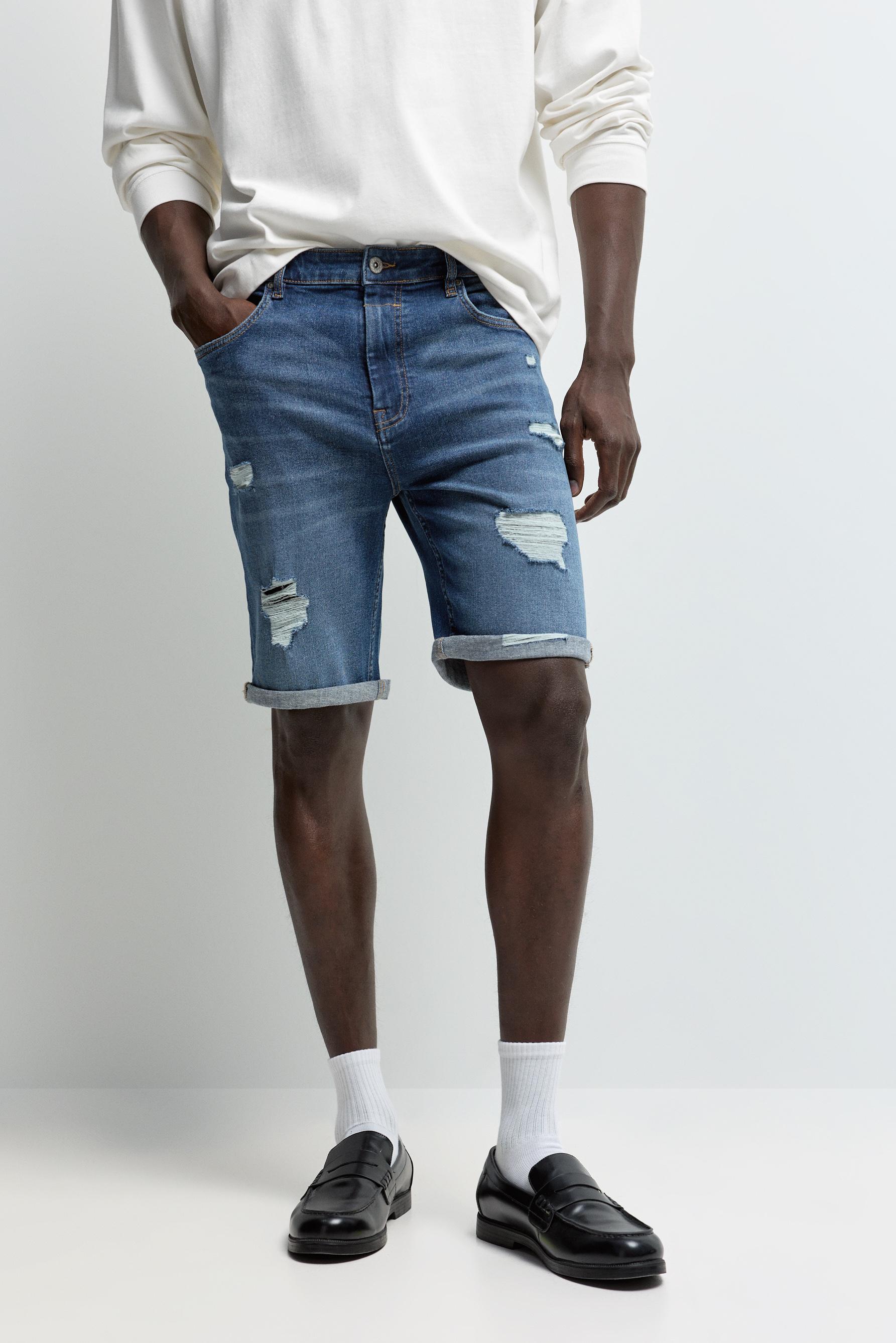 Bermuda denim skinny rotos
