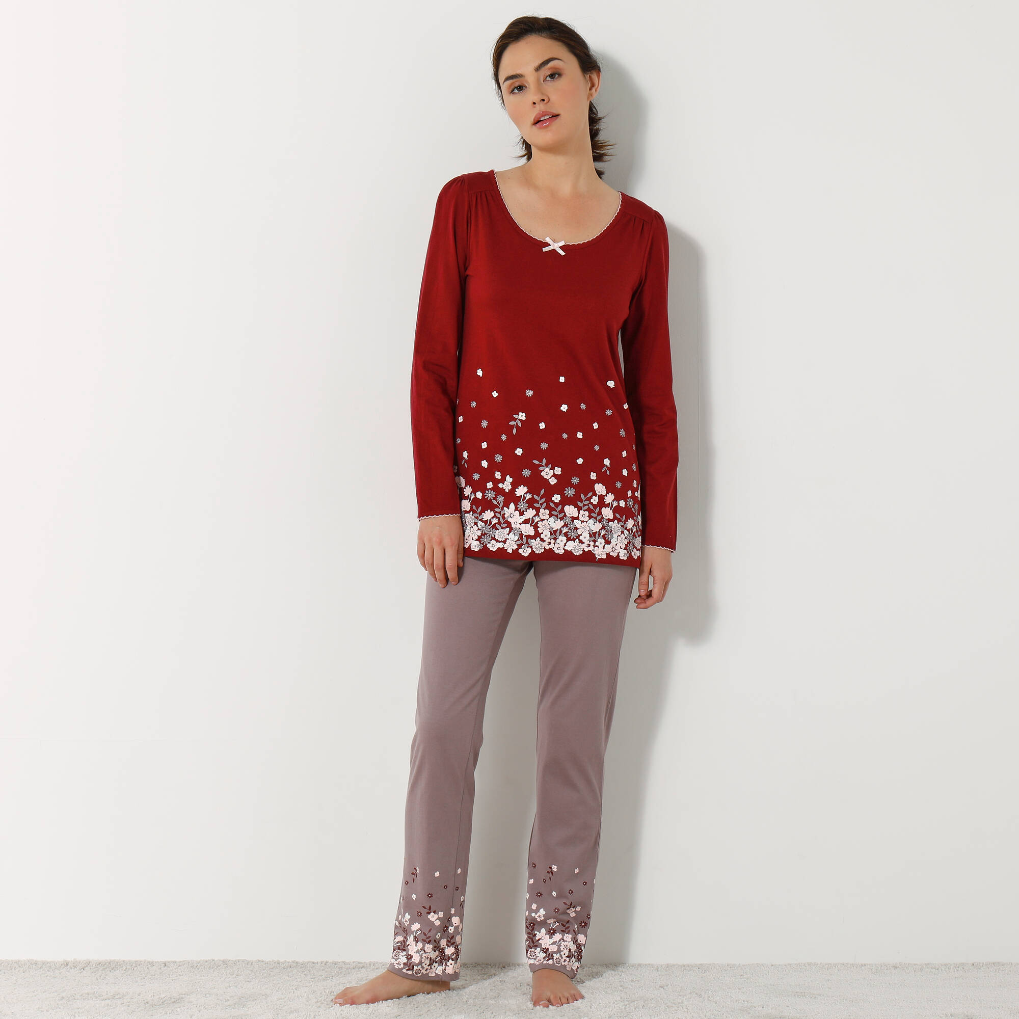 Pantalon base fleurie, jersey coton