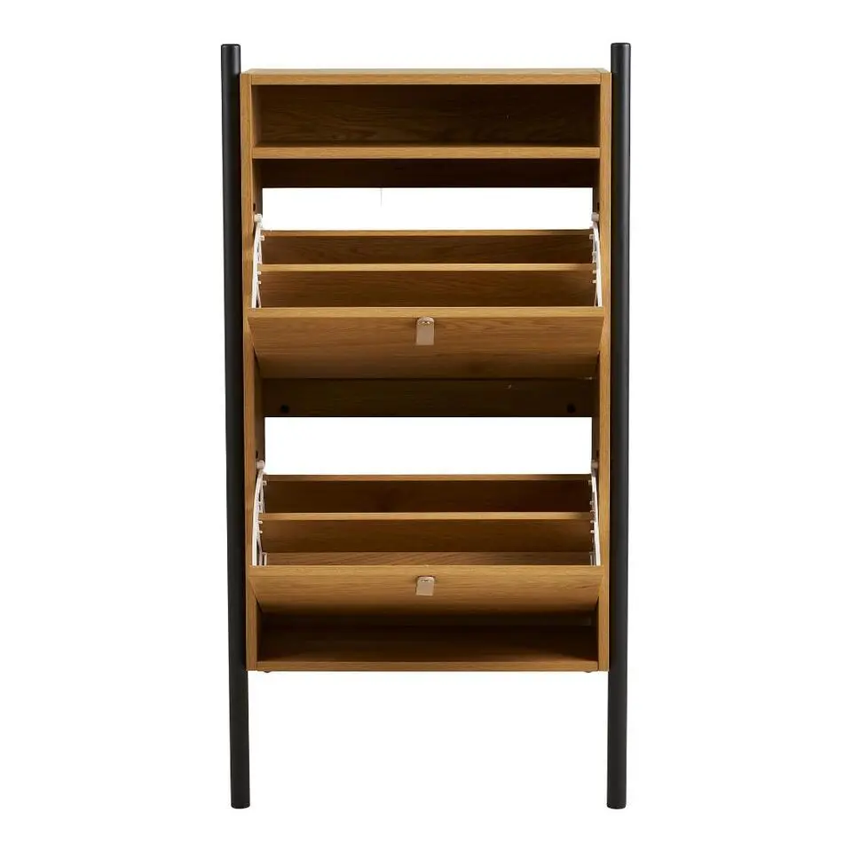 Hioshop Elna schoenenkast 2 kleppen eikendecor
