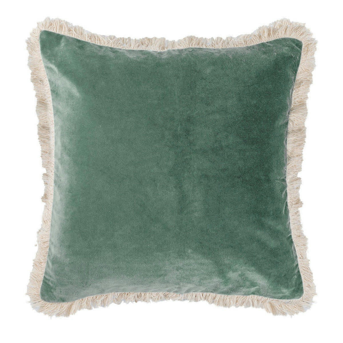 ANDREA - Coussin velours de coton  50x50 vert sauge