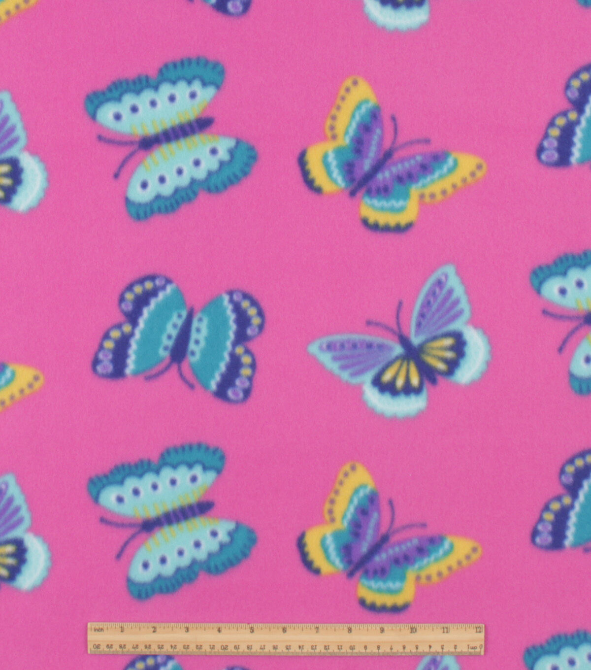 Butterfly on Pink Blizzard Fleece Fabric