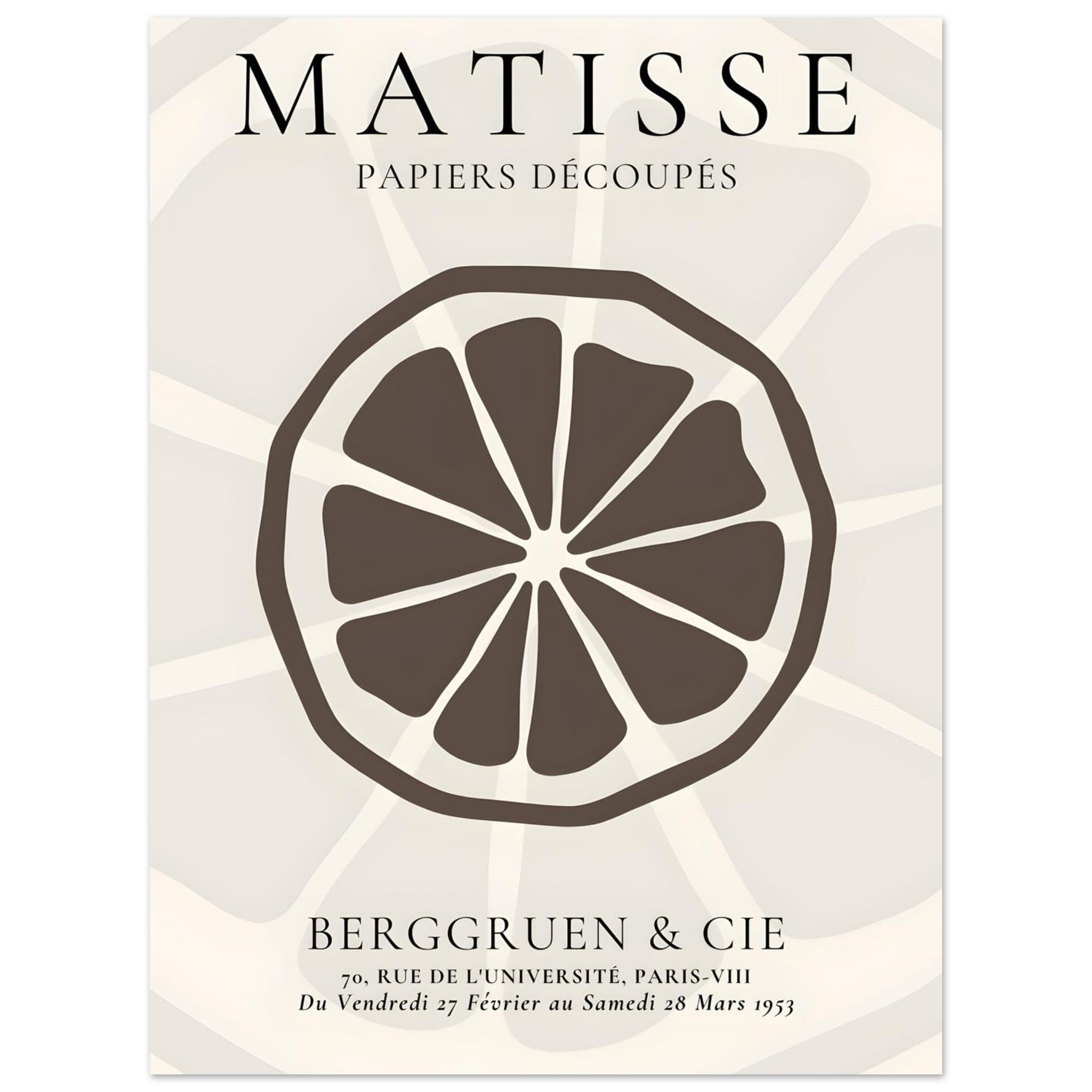 Artfulprints Poster Matisse – Slice of an orange  - 30x40 cm - Grijs