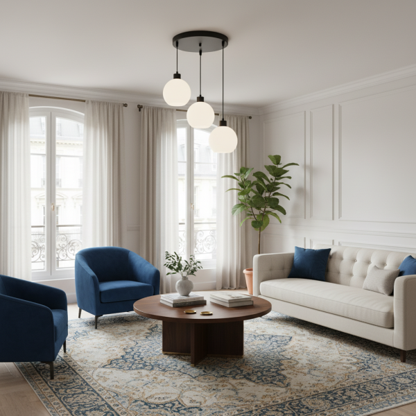 Lampa wisząca EDYLIT 3xE27 kaskada białe klosze KOZUB 14-602 do salonu
