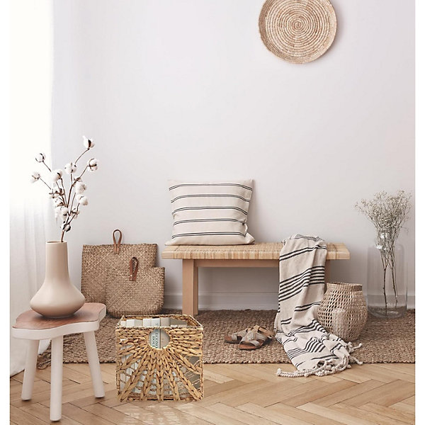 Lot 6 paniers pliables jonc de mer motif soleil 31 x 31 x 31 cm