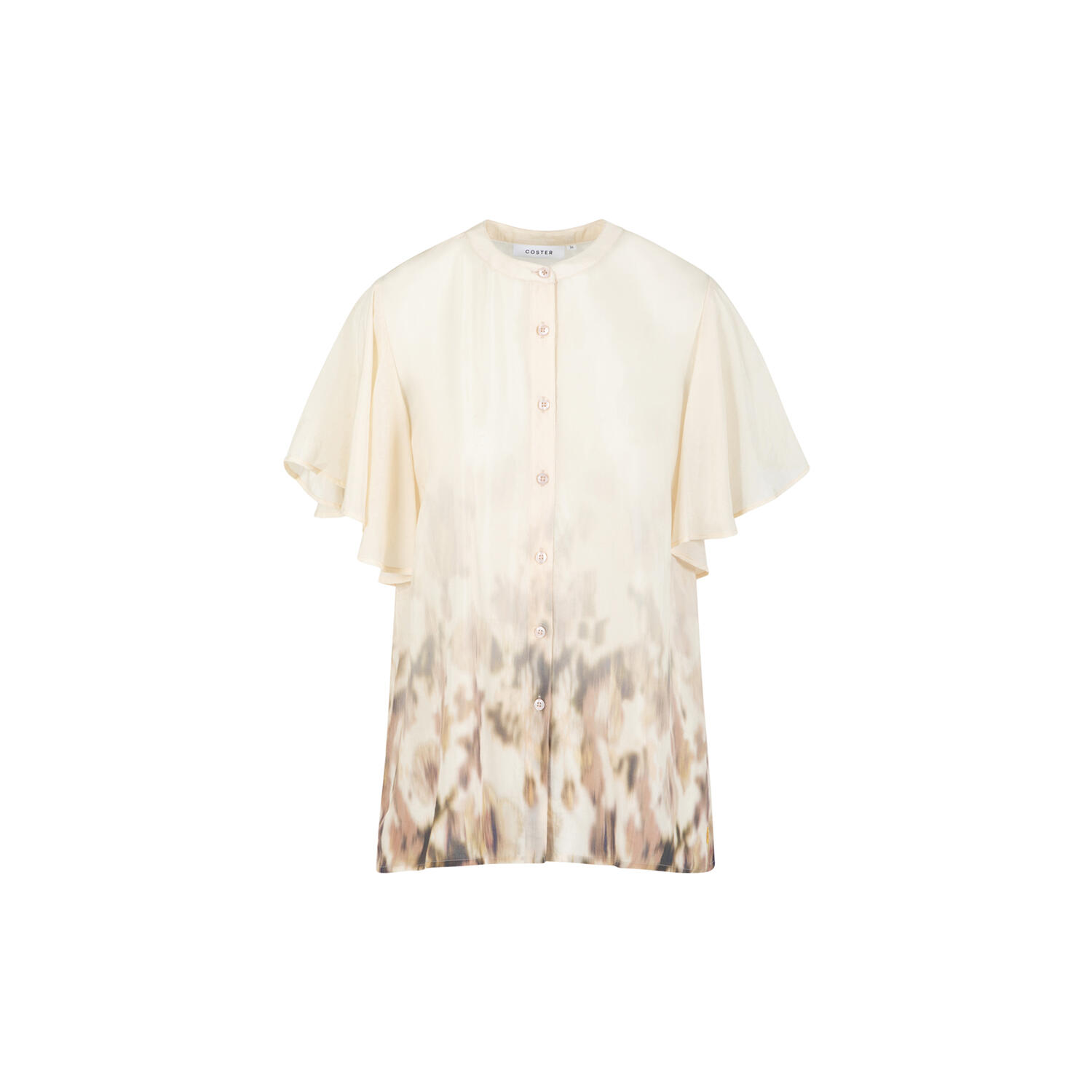 Ruffle top in Floral border print, floral border print
