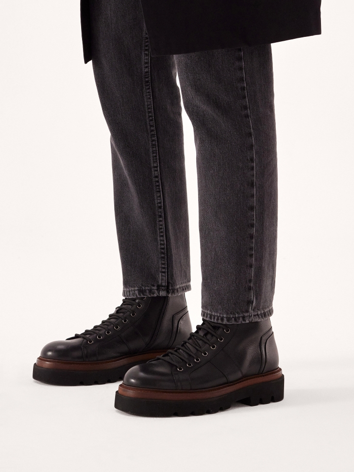 Leather boots on a two-tone sole