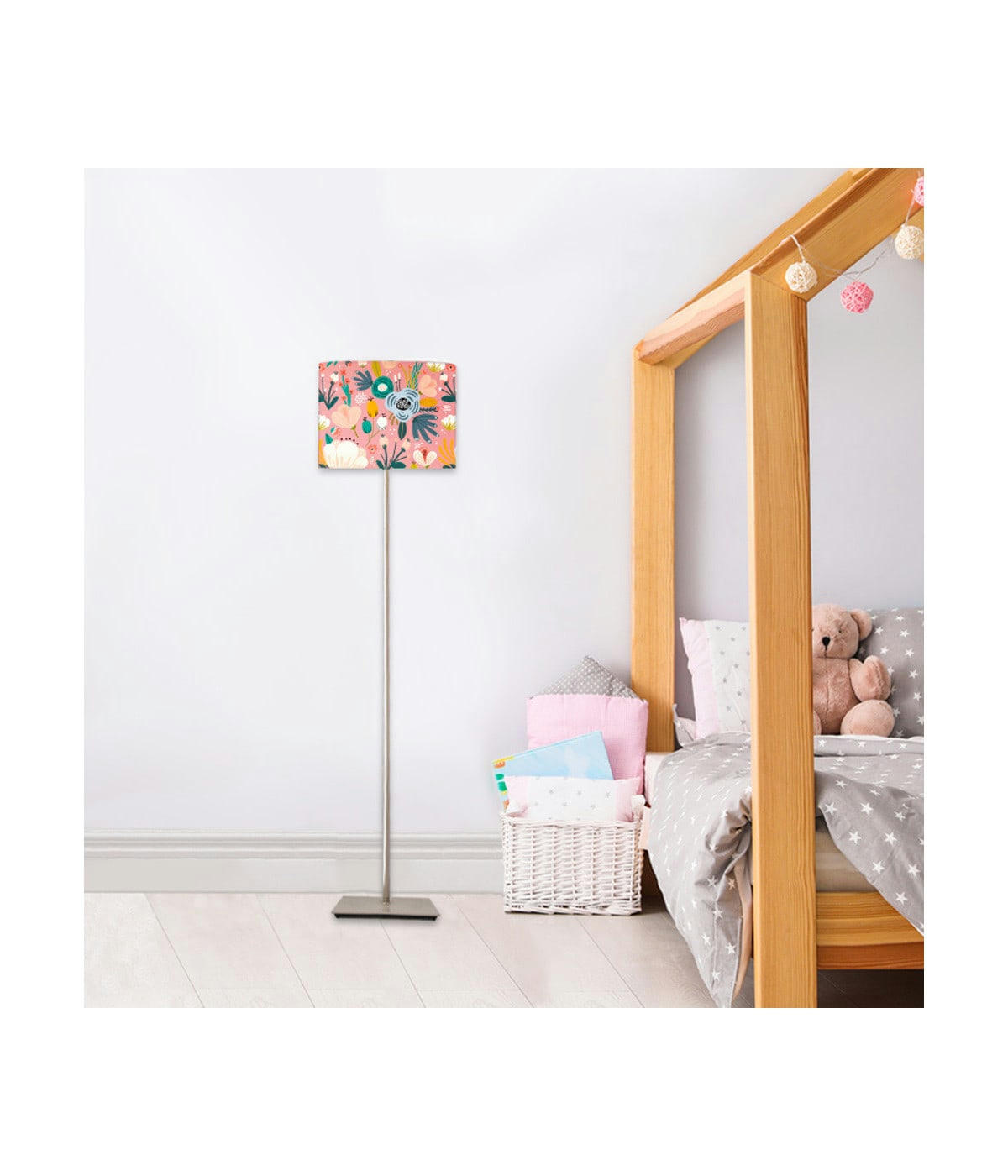 ENFANT - Abat-jour lampadaire enfant Floral Rose Doux D: 45 x H: 25