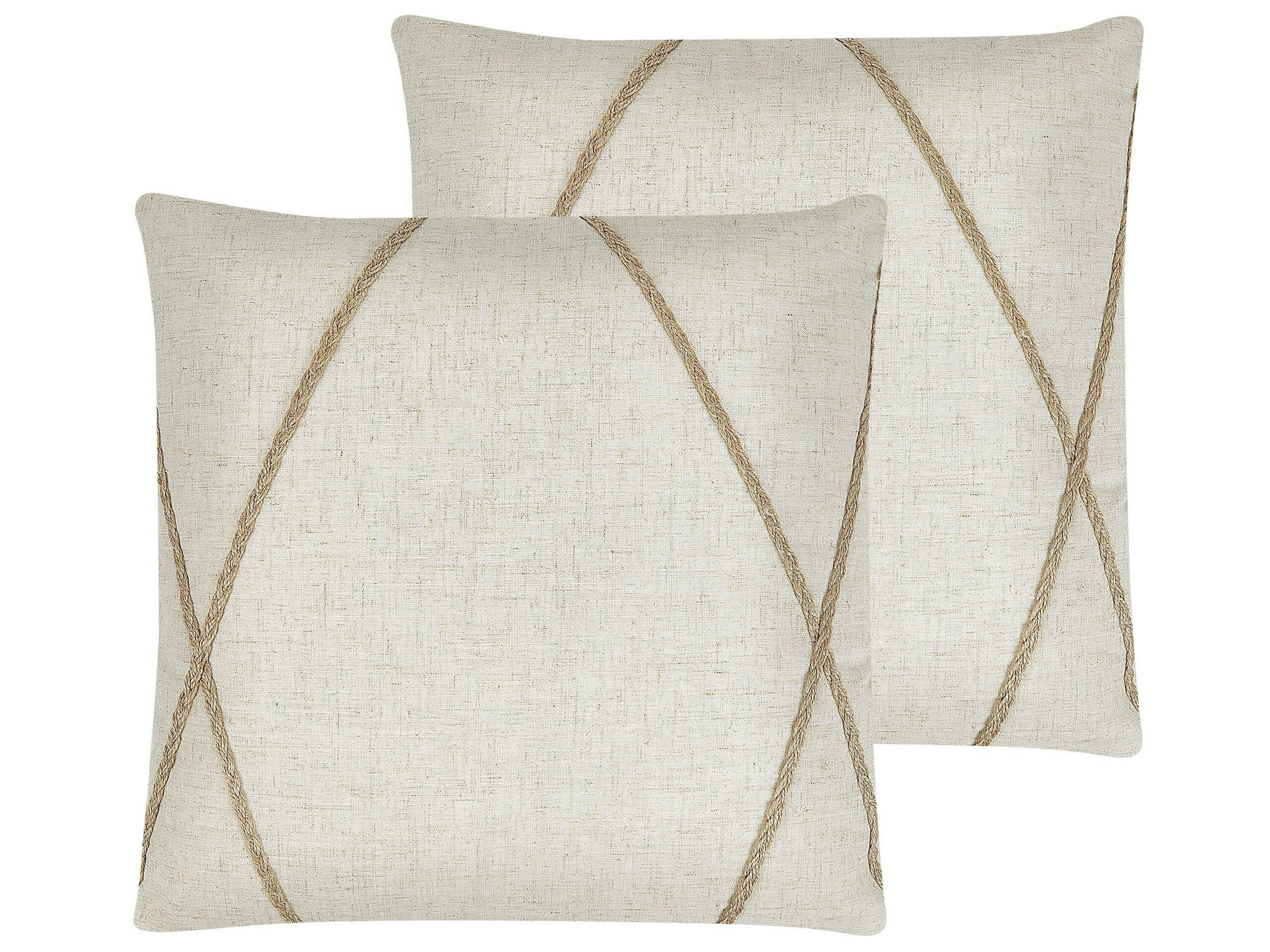 LICUALA - Lot de 2 coussin décoratifs en tissu beige 45x12cm