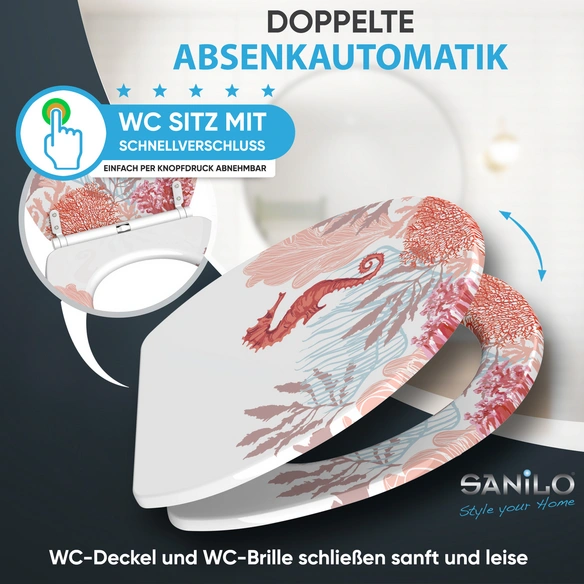 WC-Sitz »Sea Horse«, mit Schnellverschluss Sea Horse, Weiss, Oval