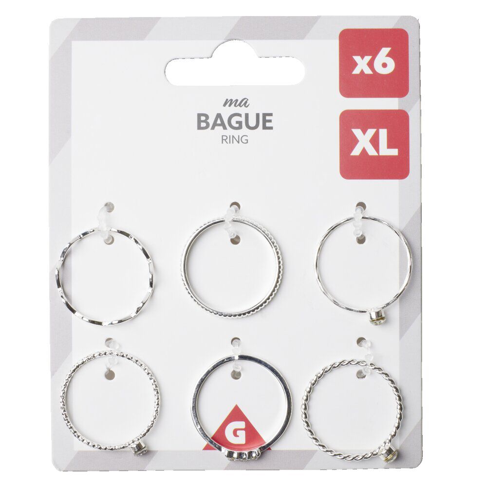 Bague femme x6 zinc doré ou argenté (4 tailles au choix)