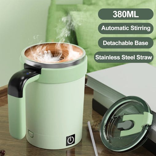 NNEOBA Rechargeable Automatic Magnetic Self-Stirring Mug LED Temp Display Green