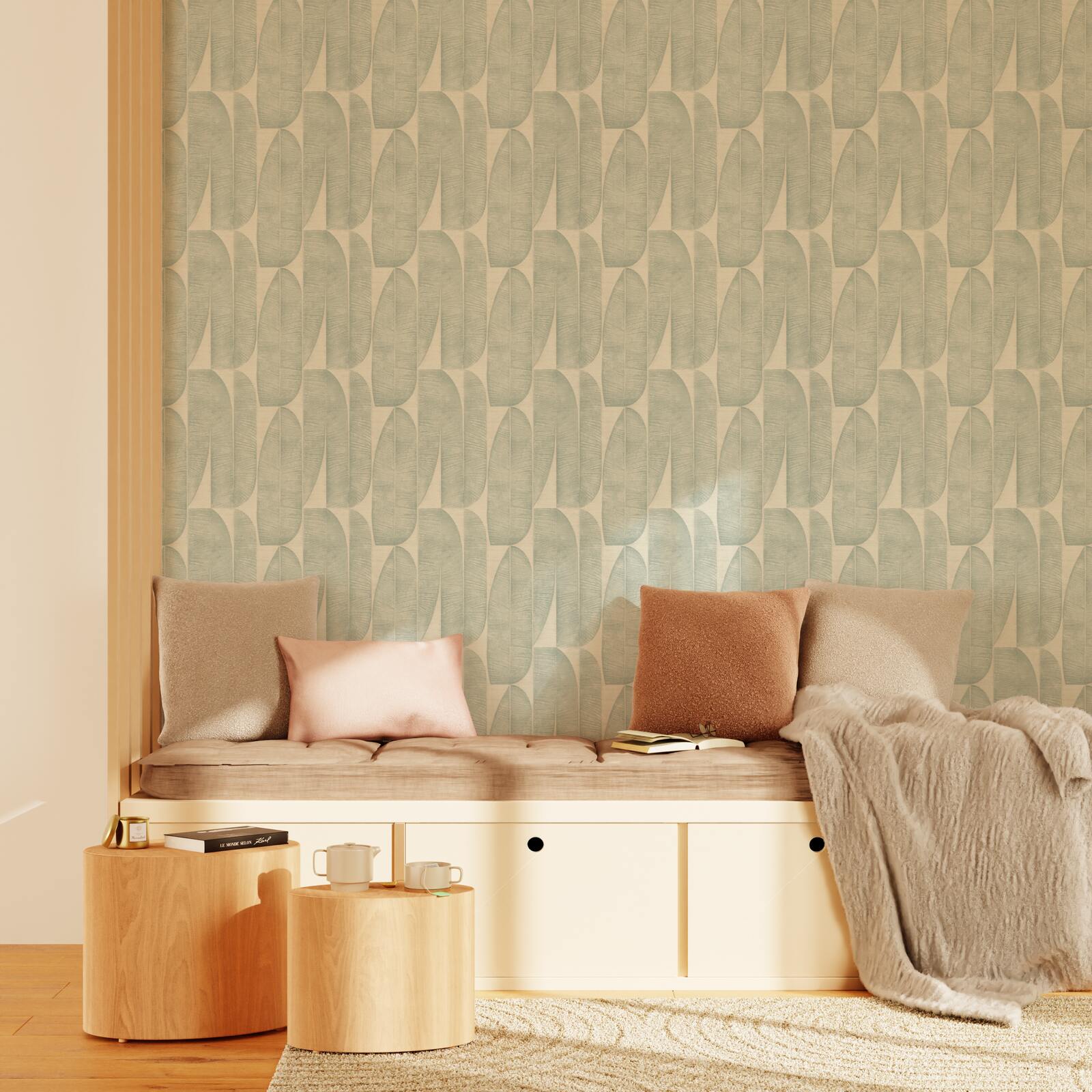 Papier peint intissé ODDA coloris bleu aqua