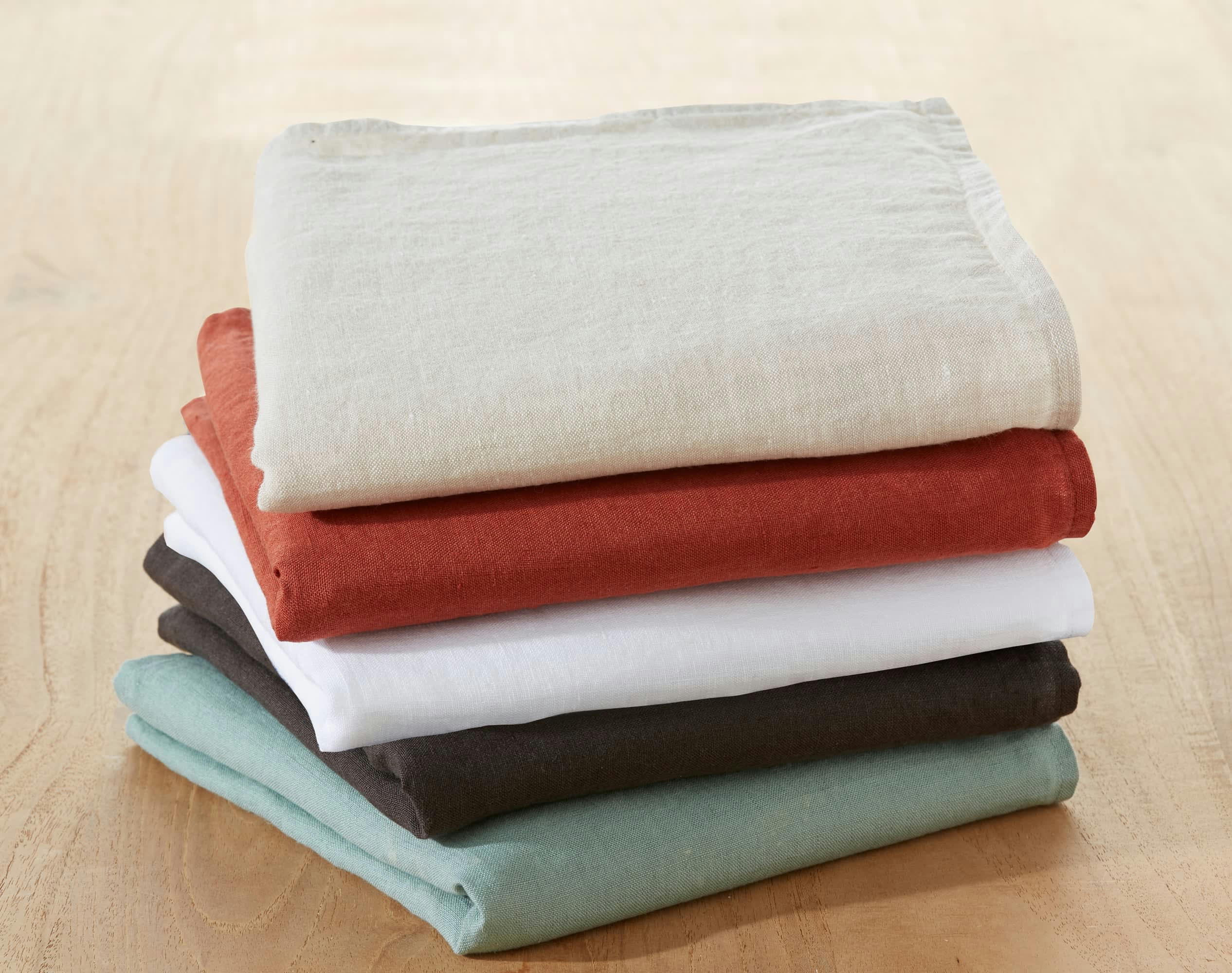 LINA - Lot de 3 serviettes de table vert en lin 41x41