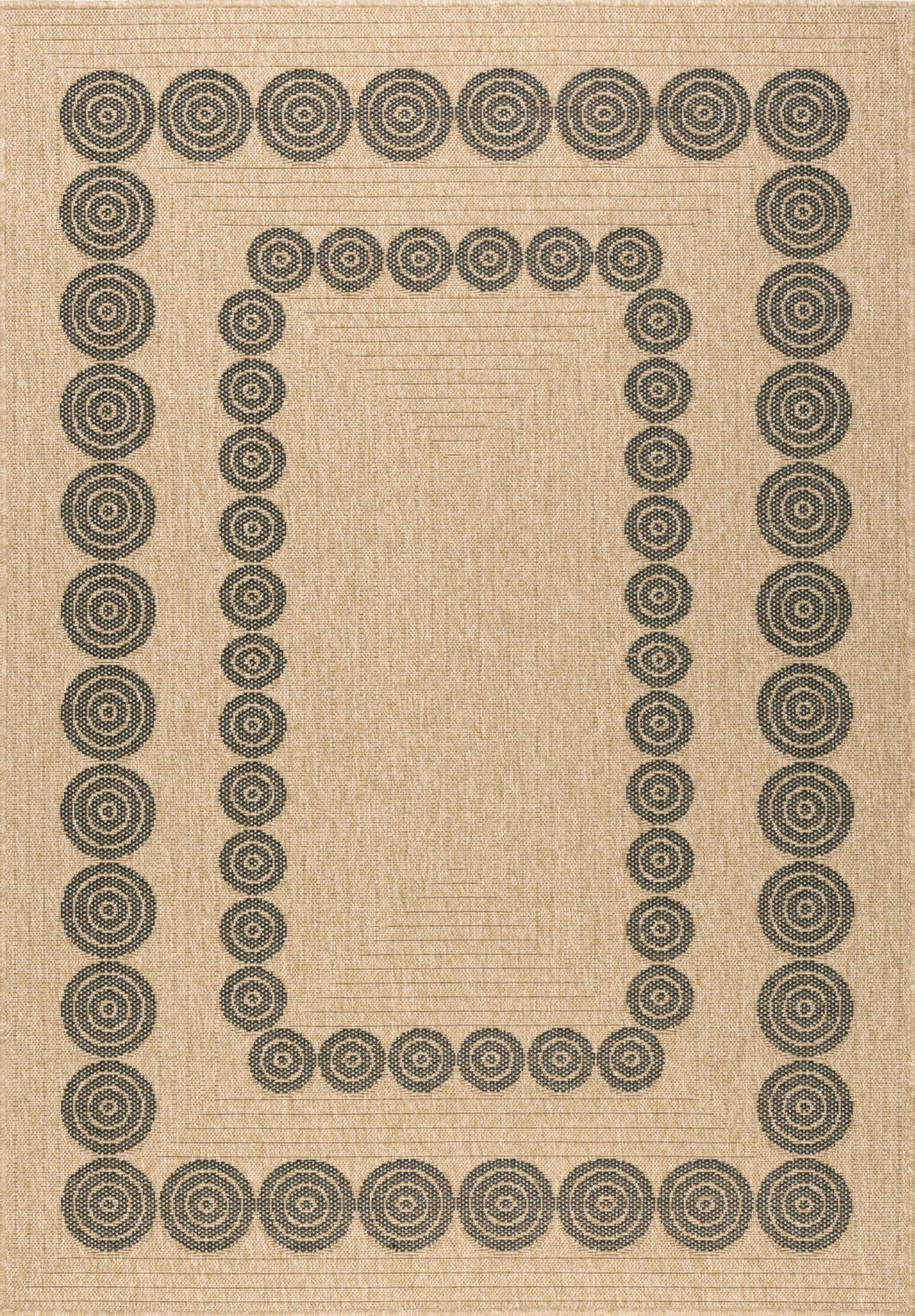 NATURE - Tapis intérieur et extérieur effet jute motif géométrique noir 200x290