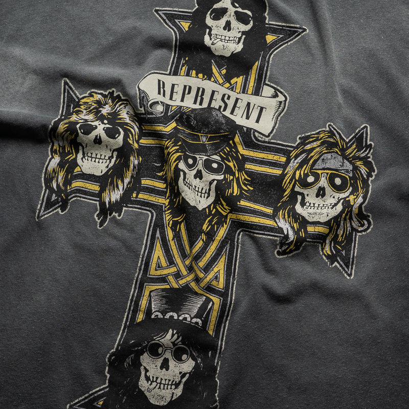 Guns N' Roses x Represent Cross Tee - Stained Black
