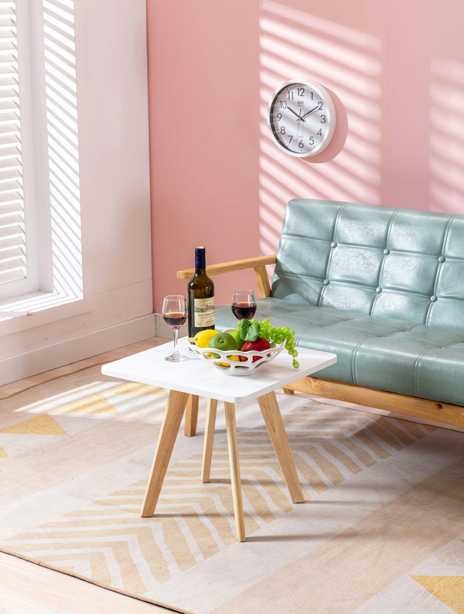 ALMERIA - Table d'appoint carrée en bois Blanc