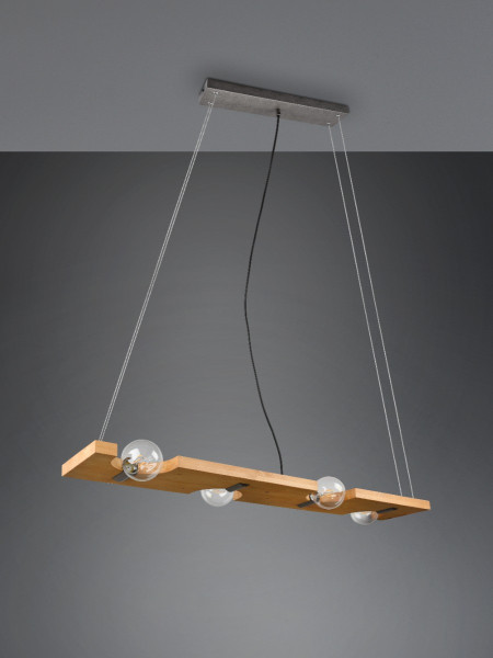 Lampa wisząca czarna-jasne drewno TAILOR 4xE27x10W wym: 150x115x20 cm Trio
