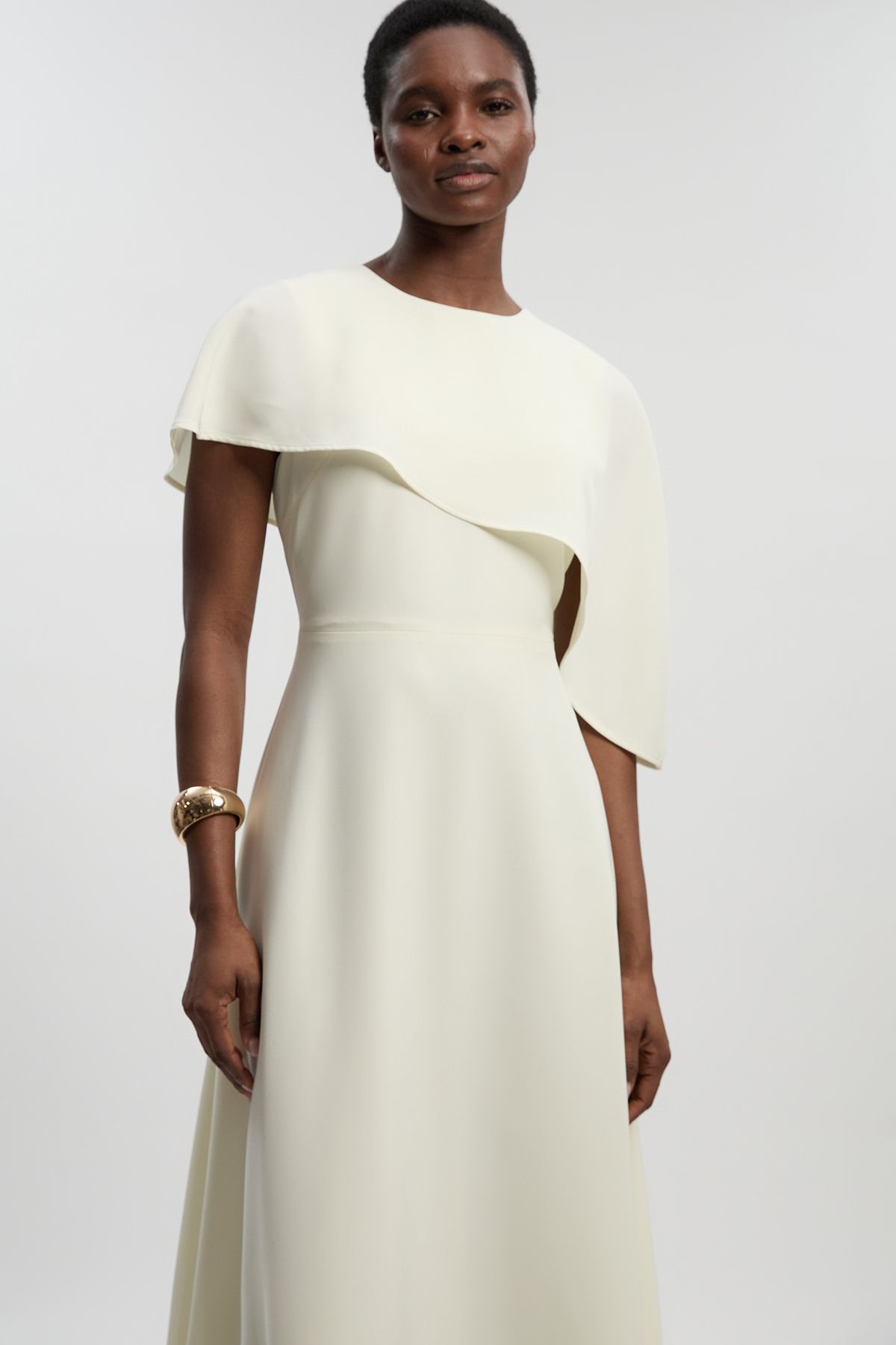 KarenMillen Petite Soft Tailored Cape Detail Tailored Midi Dress