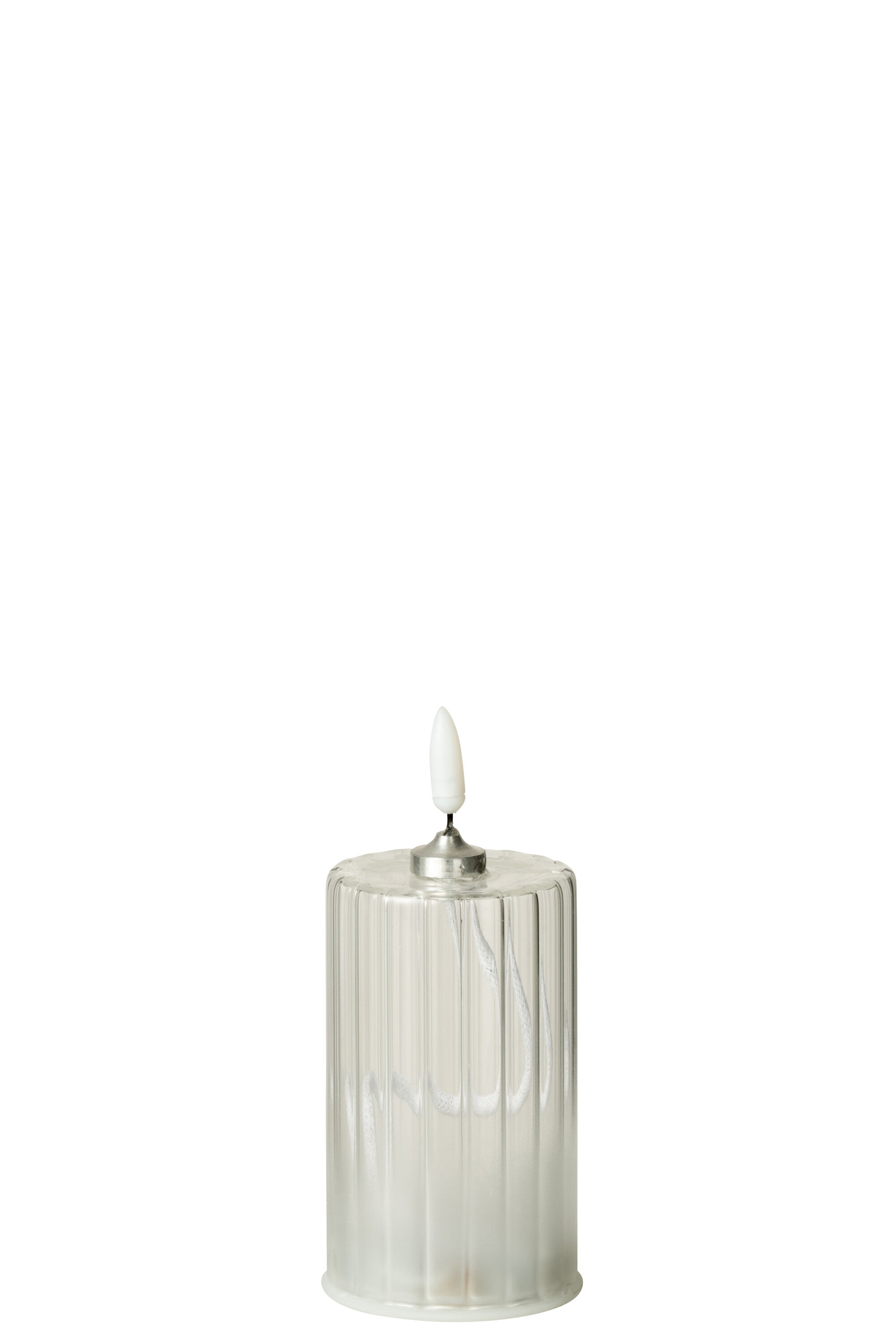 J-Line kaars Strepen - glas - transparant - small - LED