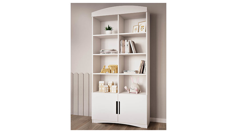 Regał Classic 90 cm z 2 drzwiami i 8 półkami biały