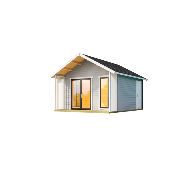 Blockbohlenhaus »Murano«, BxHxT: 448,5 x 330,6 x 520 cm (Außenmaß inkl. Dachüberstand), grau