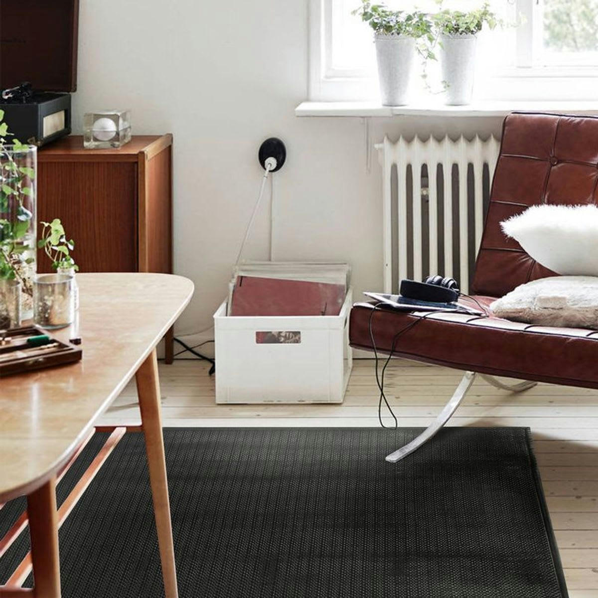 SKIN - Tapis en cuir noir 120x170