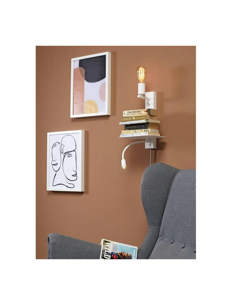 FLORENCE - Applique blanche avec tablette et liseuse H38cm