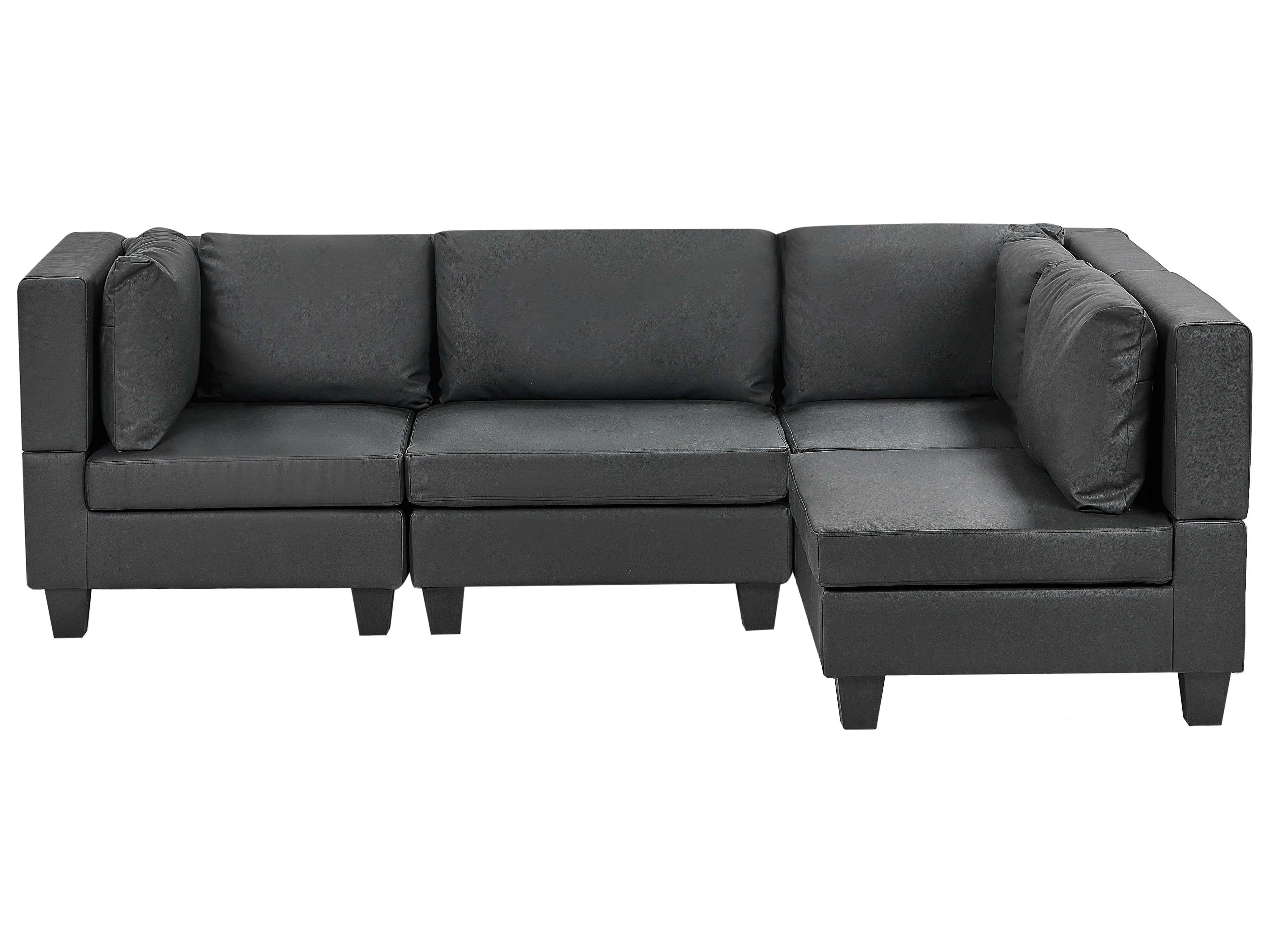 Modular Corner Sofa 4 Seater UNSTAD Faux Leather Black Left Hand