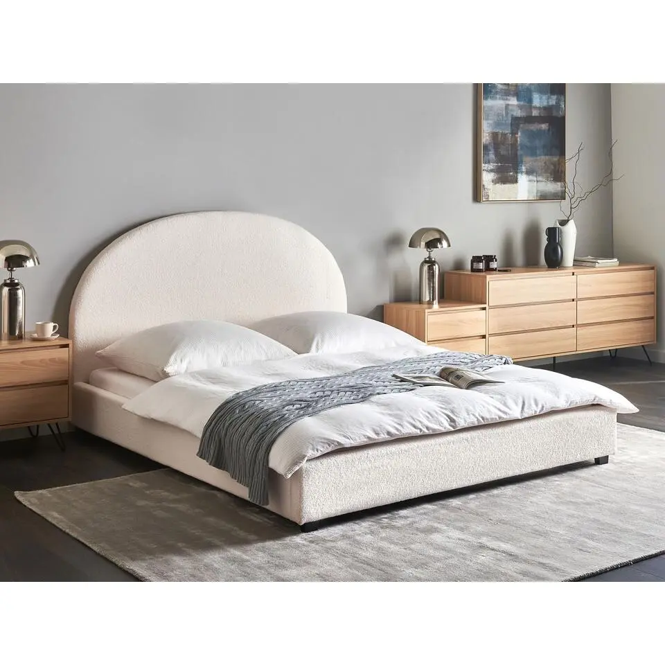 VAUCLUSE - Tweepersoonsbed - Gebroken wit - 160 x 200 cm - Boucl&eacute;