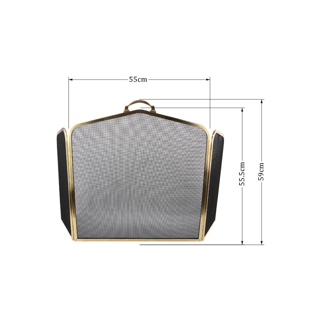 Vintage Brass Fireplace Screen, Folding Three Panel Fire Guard, Mid Century Modern Fireplace Screen, Black Mesh Brass Frame Hearth Decor