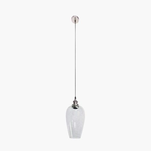 Ruma Glass Pendant Ceiling Light with Antique Silver Metal Chain Pendant