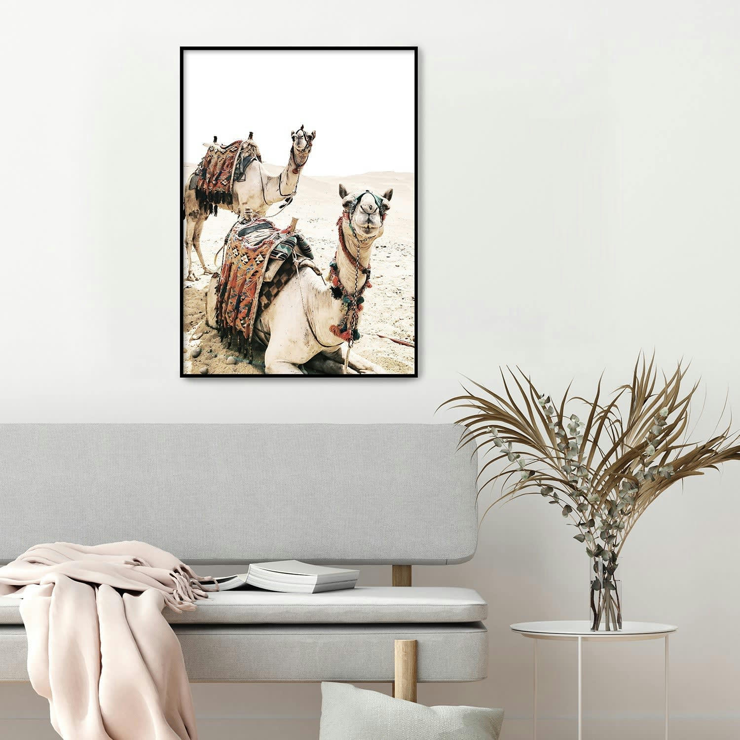 DESIERTO - Affiche avec cadre noir - Dromadaires - 50x70