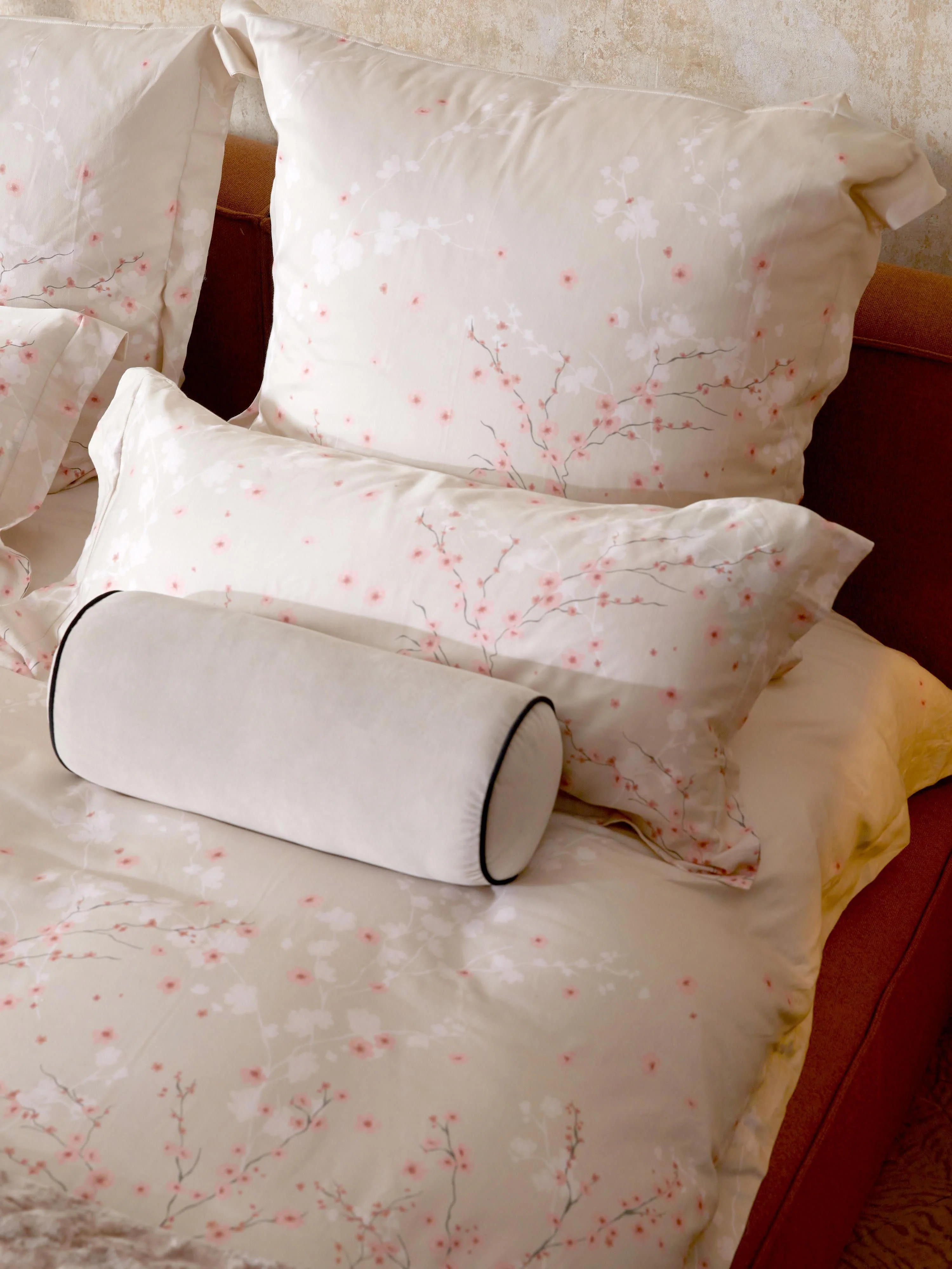 Baumwollsatin-Bettdeckenbezug Sakura mit Blumen-Print
