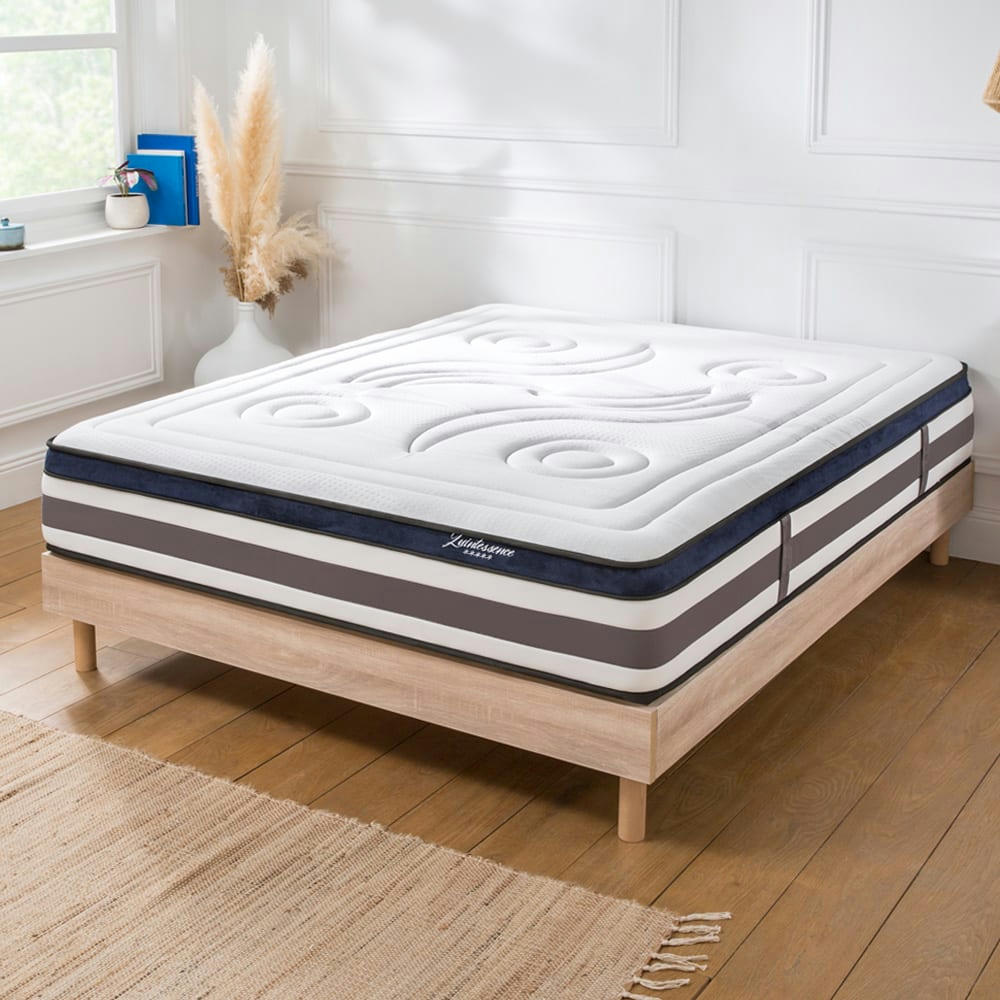 QUINTESSENCE - Ensemble Matelas à Mémoire de forme h30cm et sommier bois 160x200