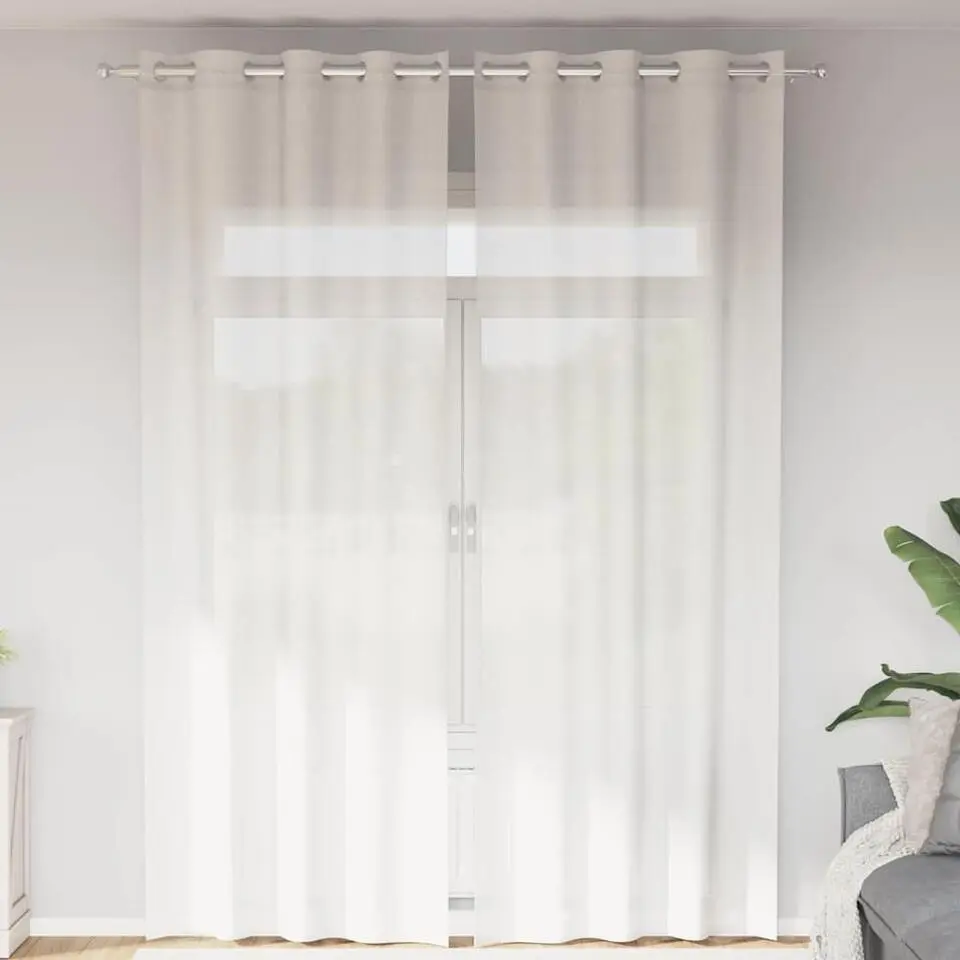 vidaXL Gordijnen van voile met ringen - Wit - 140x260 cm - Stof - 2 Stuks