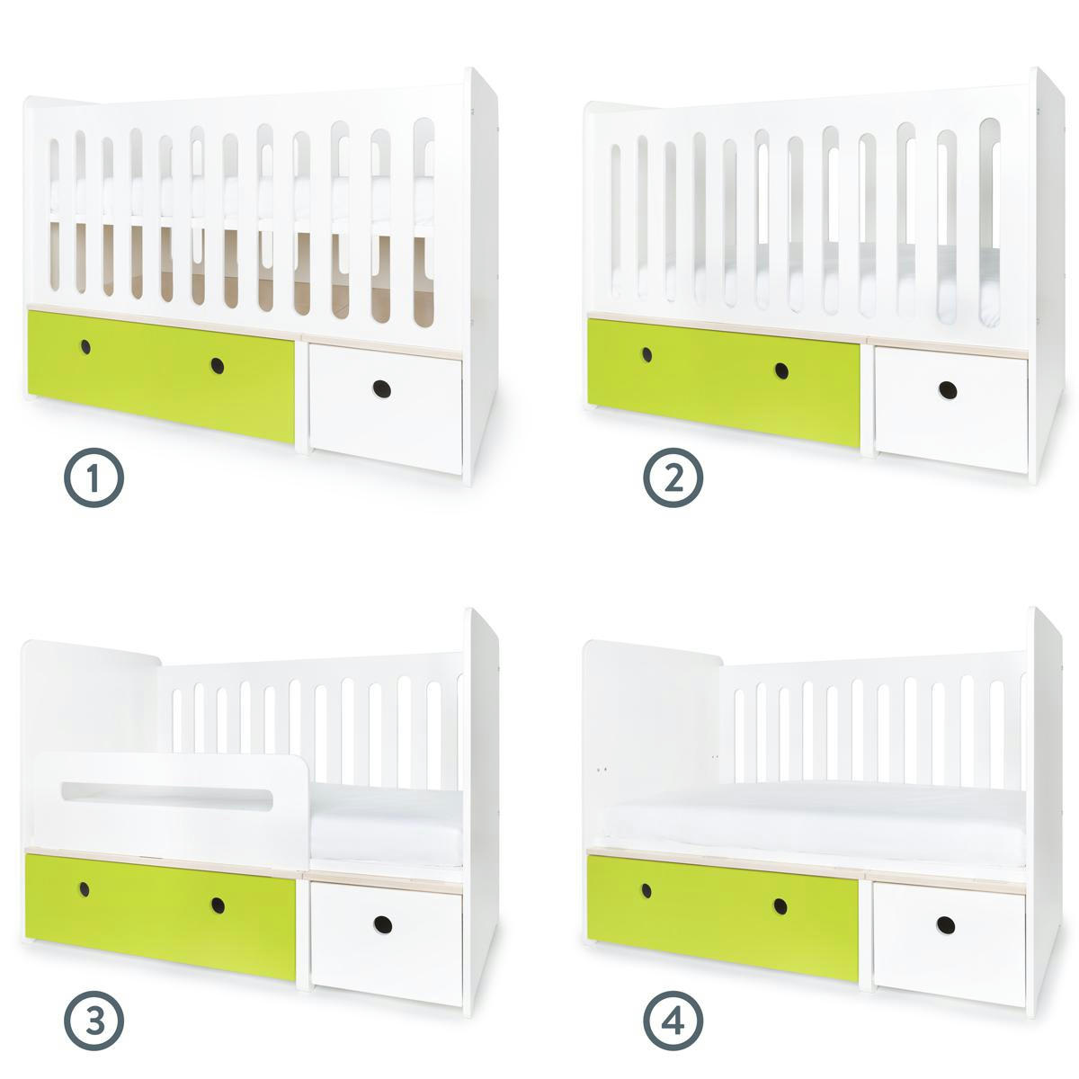 COLORFLEX - Lit bébé évolutif 70x140cm citron vert-blanc