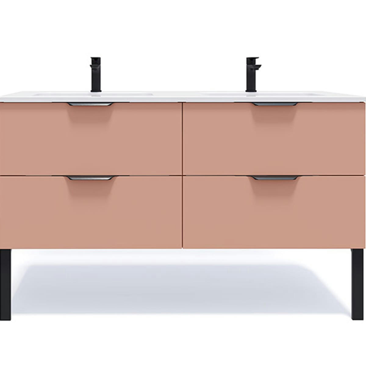 SOHO - Meuble salle de bain double vasque 140cm 4 tiroirs Abricot