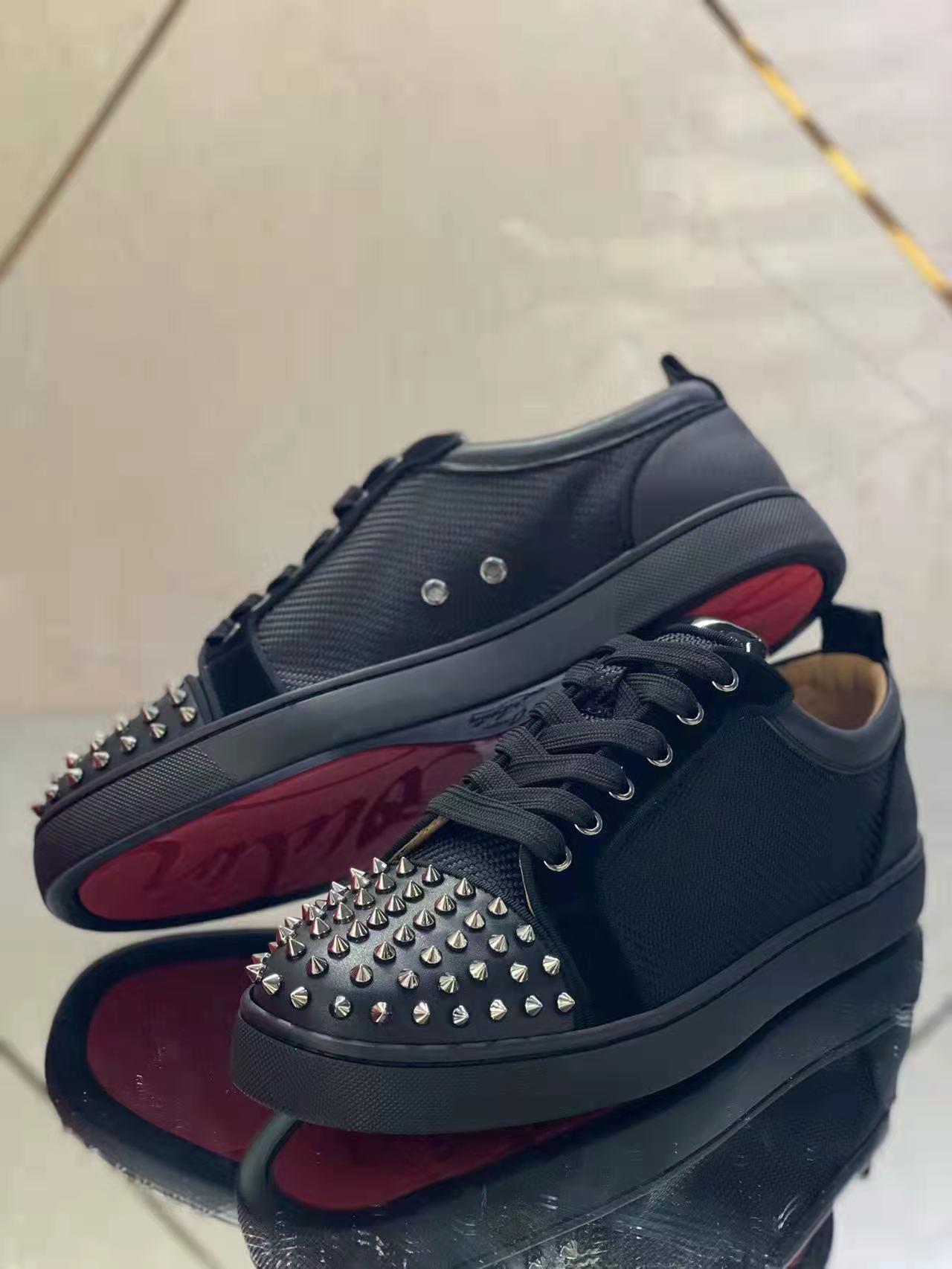 Christian Louboutin Louis Junior Spikes Orlato Flat “Black”