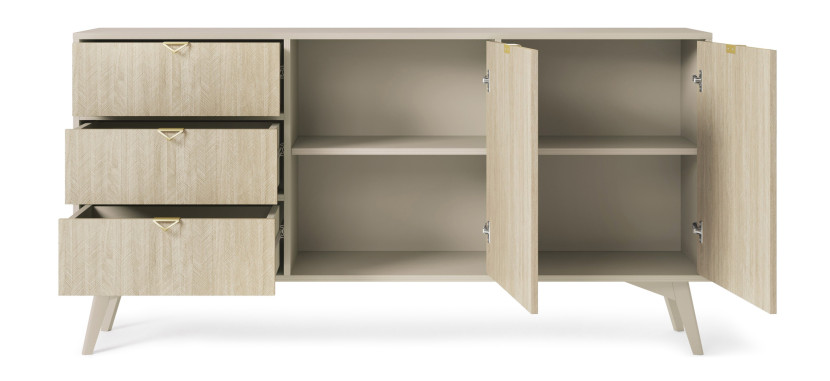 Komoda do salonu 2D3S FIRR / beż piaskowy   jodełka skandi