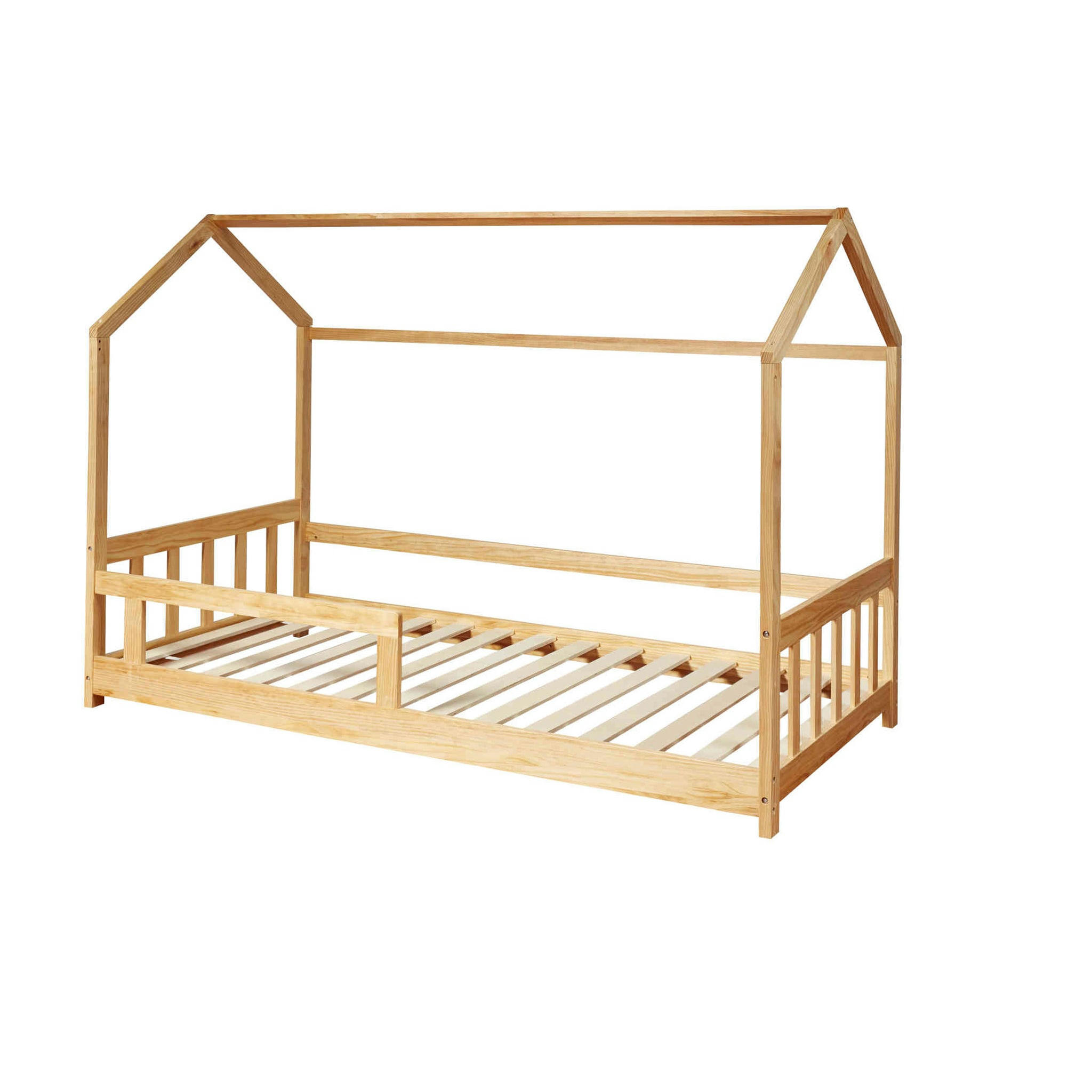 - Lit cabane enfant bois clair 90x190
