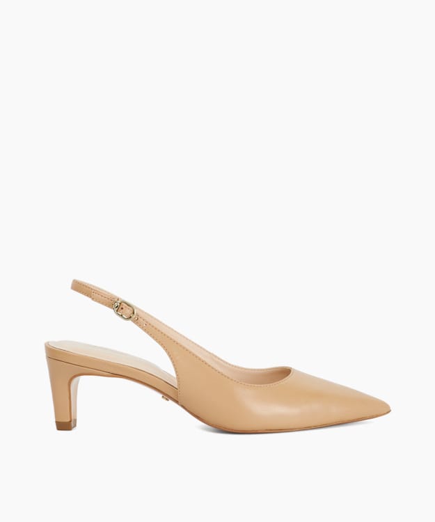 Connection Camel - Leather Kitten Heel Sling-Backs