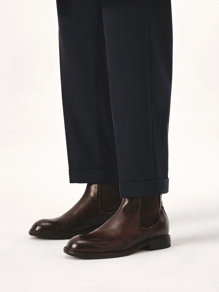 Brown Chelsea boots with leather sole