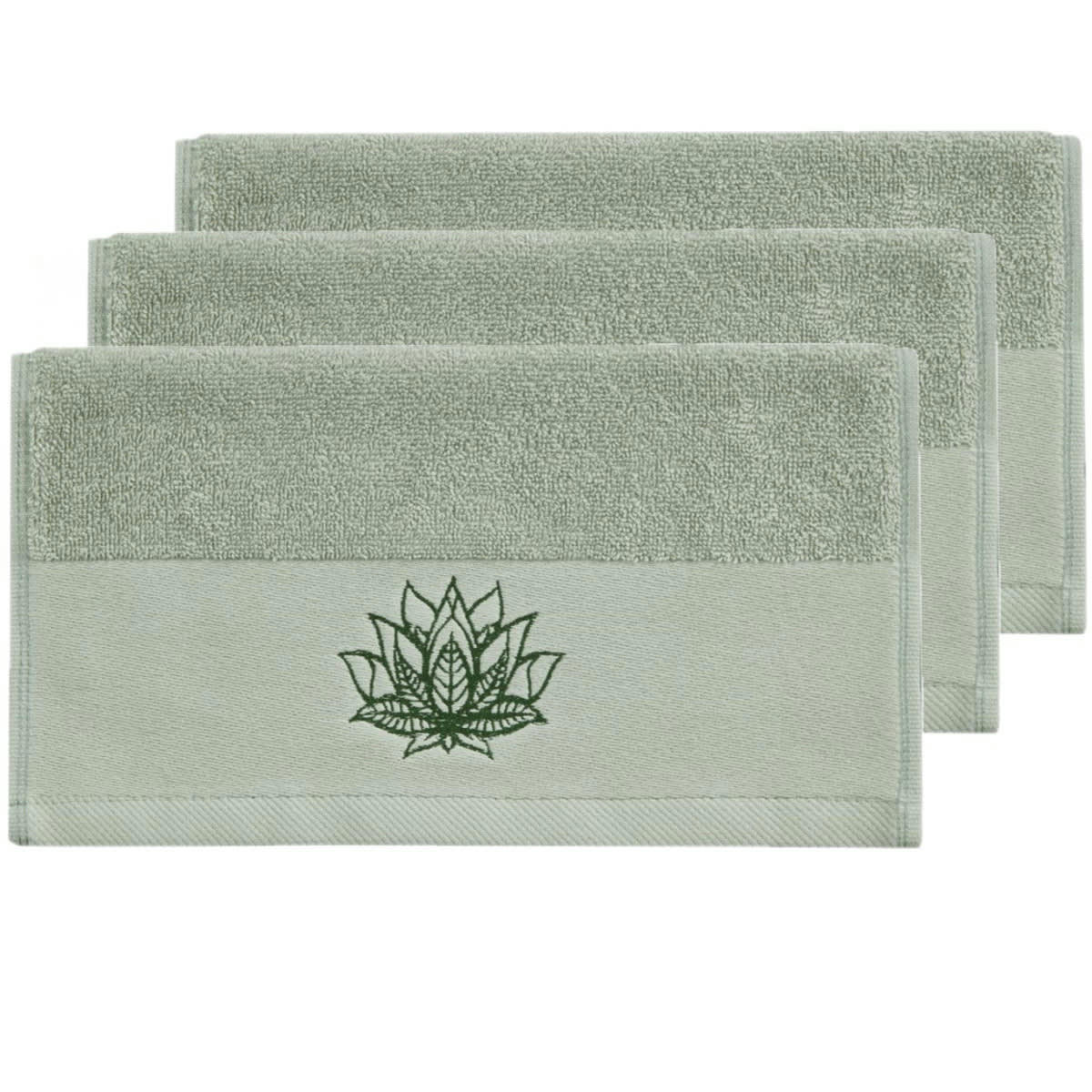 NUCIFERA - Lot de serviettes invité  sauge 30x50 cm