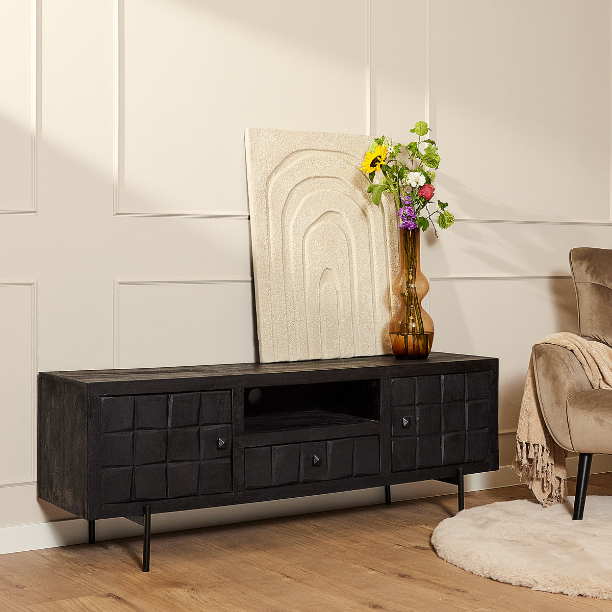 Starfurn tv meubel Brandy - zwart - 40x150x55cm