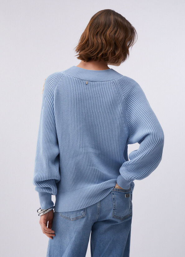 Maglia con ricamo in rafia