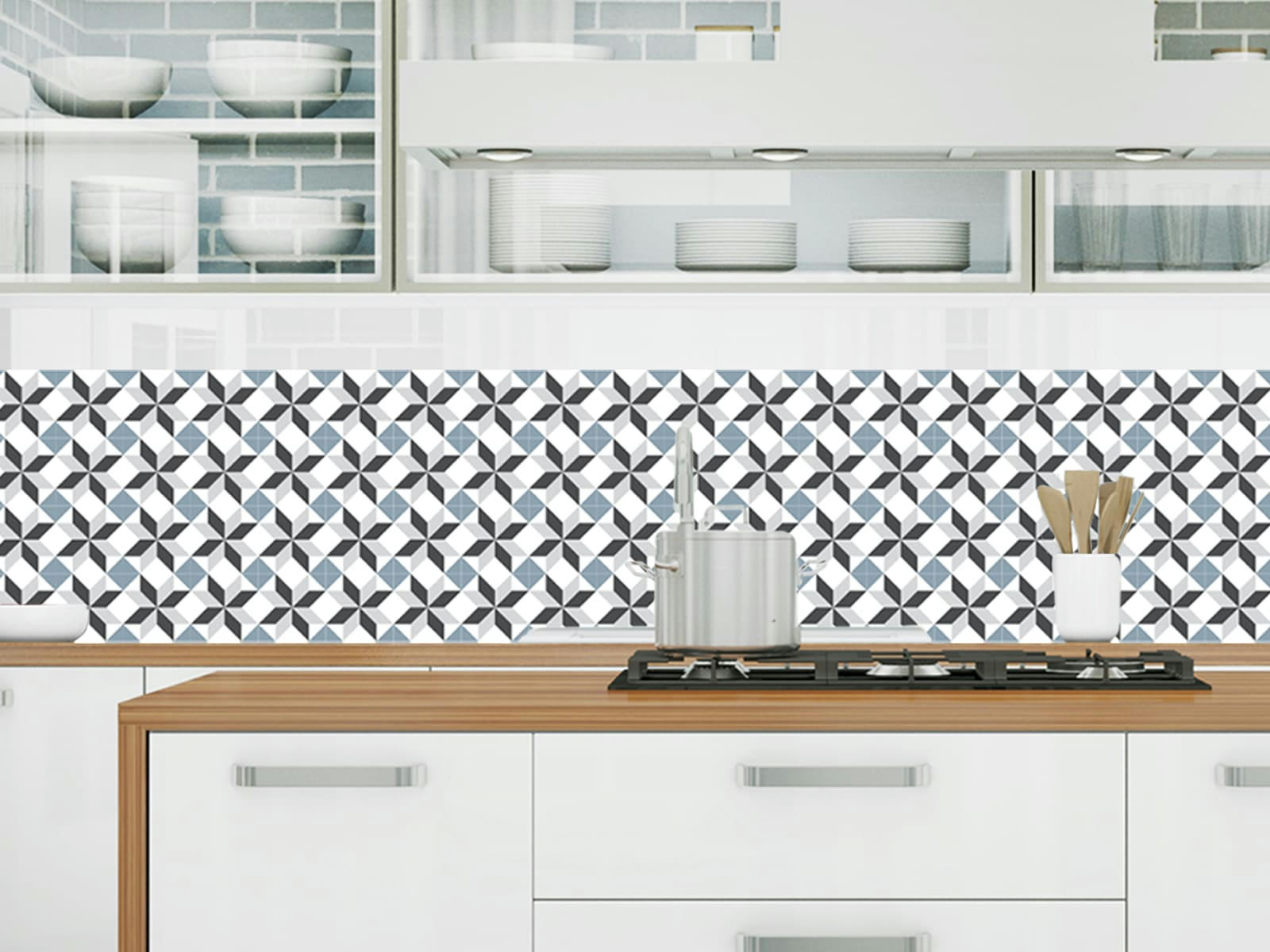 VALMY - Crédence adhésive bleu 400x40cm