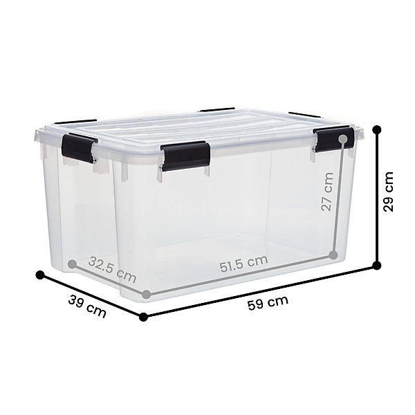 Iris Ohyama, Boite de Rangement Hermétique, 50L, Lot de 4, Transparent, DDAT-L