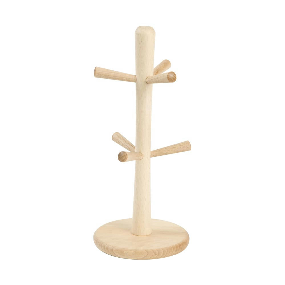 - Arbre à mugs en hêtre en bois  beige